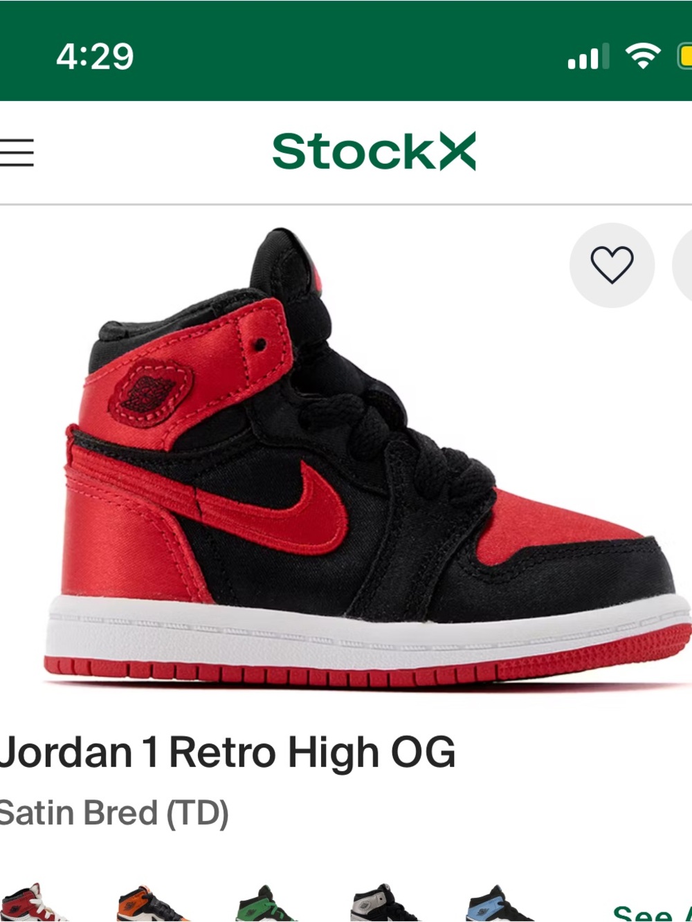 Nike Jordan 1 Retro High OG Satin Bred Sneakers Red